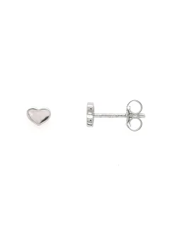 Boucles d'oreilles Brillaxis coeur plat or blanc