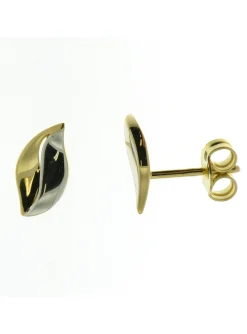 Boucles d'oreilles Brillaxis or motif feuille