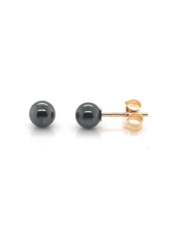 Boucles d'oreilles Brillaxis hématite or 18 carats_x005f_x000D_4mm