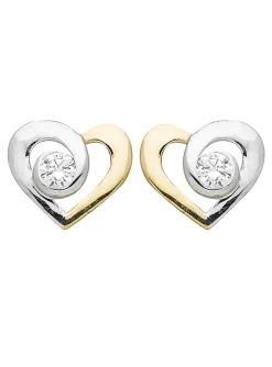 Boucles d'oreilles Brillaxis bicolore coeur