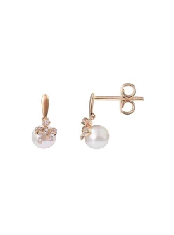Boucles d'oreilles Brillaxis perles diamants noeuds