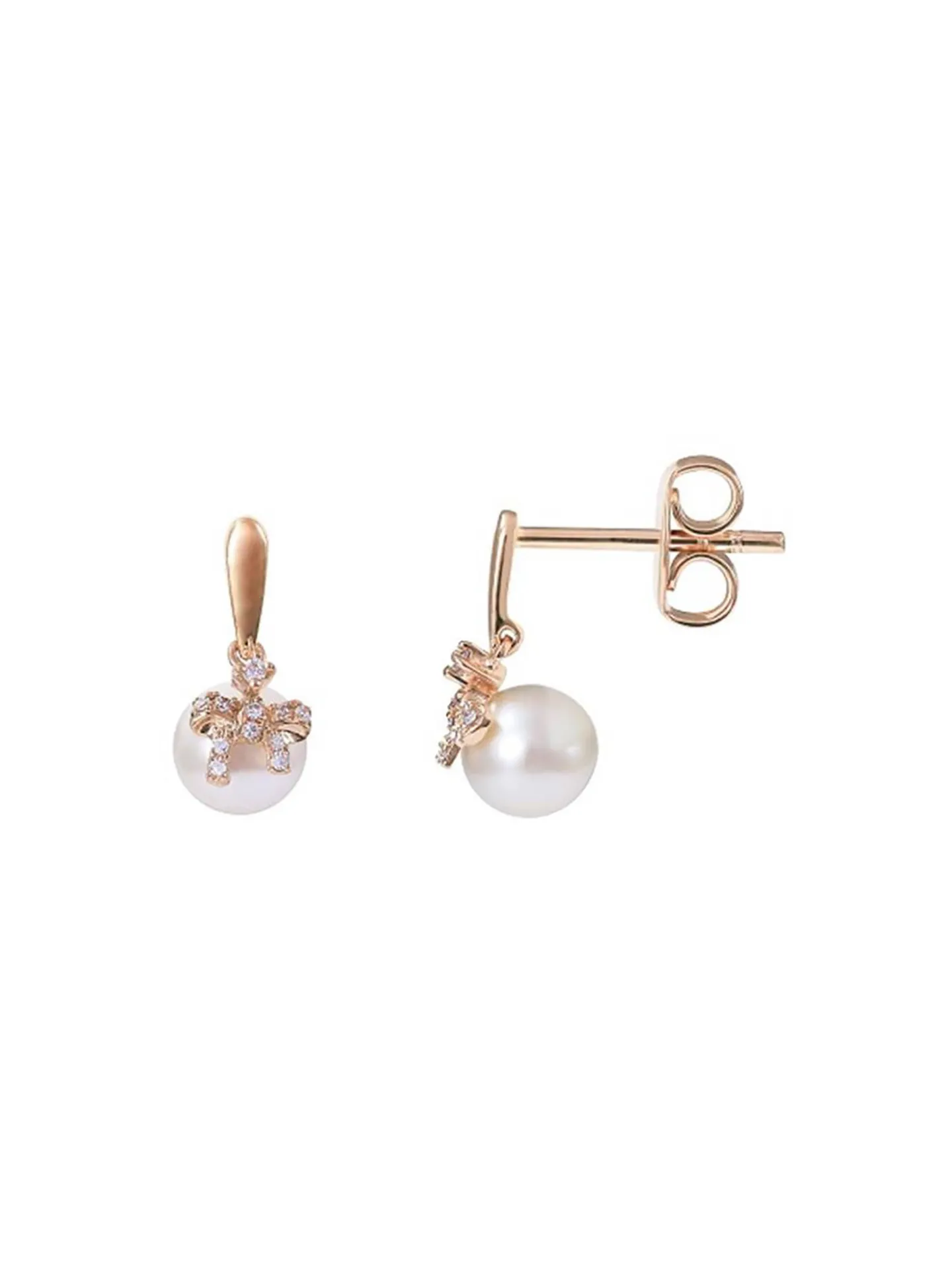 Boucles d'oreilles Brillaxis perles diamants noeuds