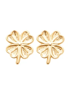 Boucles d'oreilles Brillaxis trèfle plaqué or