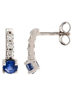 Boucles d'oreilles Brillaxis or diamants saphirs