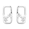 Boucles d'Oreilles Brillaxis Rectangulaires_x005f_x000D_Argent Rhodié avec Design Floral en Oxydes de Zirconium