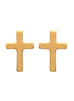 Boucles d'oreilles Brillaxis plaqué or croix