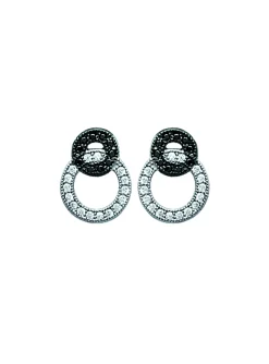 Boucles d'oreilles Brillaxis argent black et white