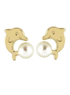 Boucles d'oreilles Brillaxis dauphin_x005f_x000D_et perle de culture