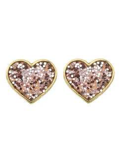 Boucles d'oreilles Brillaxis coeur laqué rose
