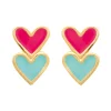 Boucles d'oreilles Brillaxis double coeur bicolore