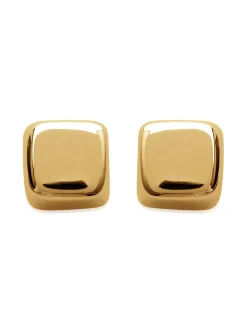 Boucles d'oreilles Brillaxis puces carrées plaqué or