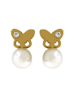 Boucles d'oreilles Brillaxis perle papillon or jaune