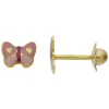 Boucles d'oreilles Brillaxis papillon rose or