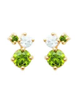 Boucles d'oreilles Brillaxis plaqué or vert OZ
