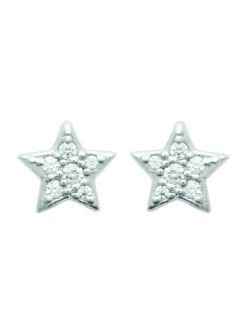 Boucles d'oreilles Brillaxis étoile argent rhodié OZ