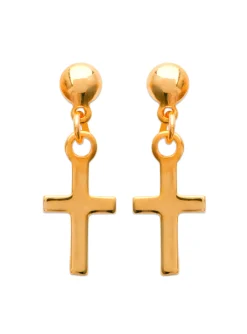 Boucles d'oreilles Brillaxis croix plaqué or