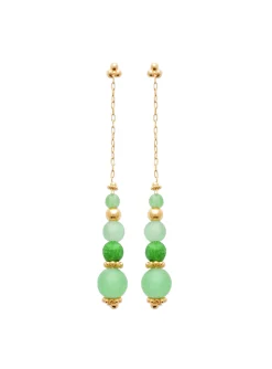 Boucles d'oreilles Brillaxis perles vertes plaqué or