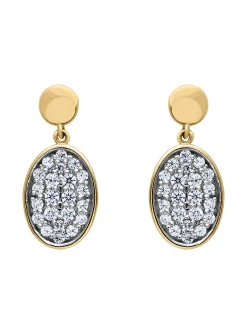 Boucles d'oreilles Brillaxis or motif ovale empierré