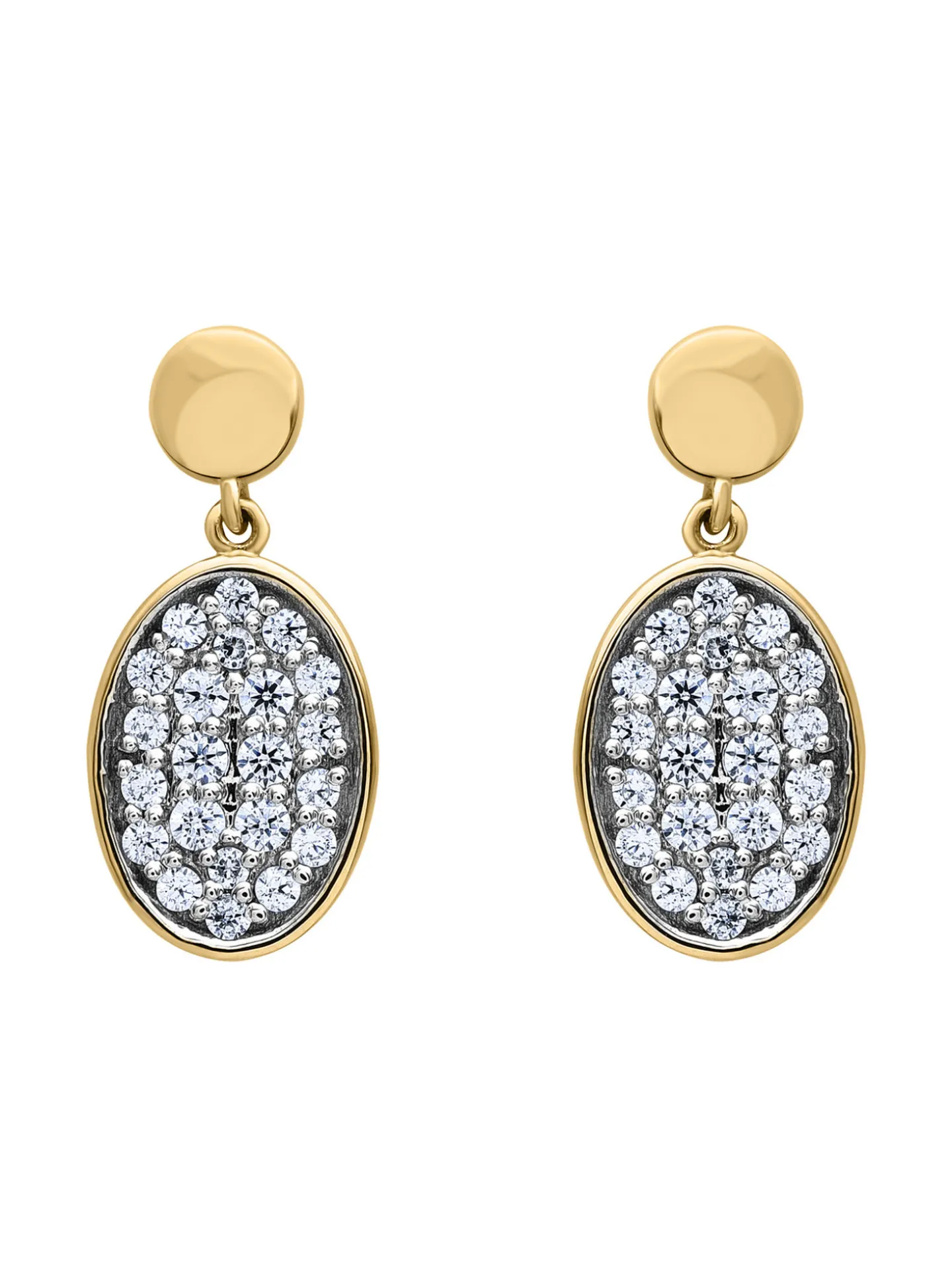 Boucles d'oreilles Brillaxis or motif ovale empierré