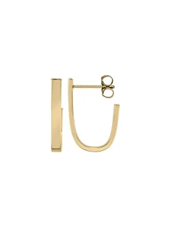 Boucles d'oreilles Brillaxis or fil rectangle courbé