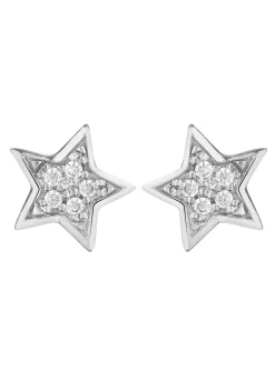 Boucles d'oreilles Brillaxis or blanc étoiles oxydes