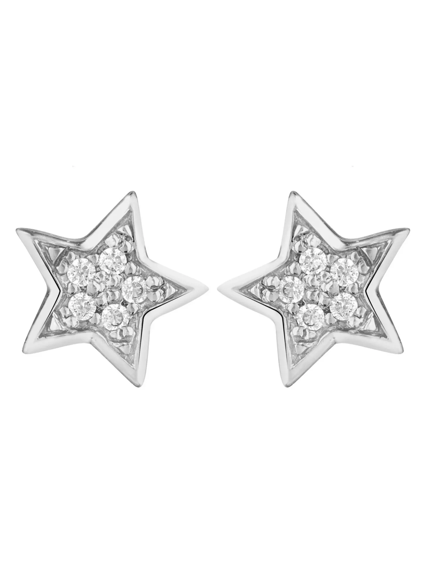 Boucles d'oreilles Brillaxis or blanc étoiles oxydes