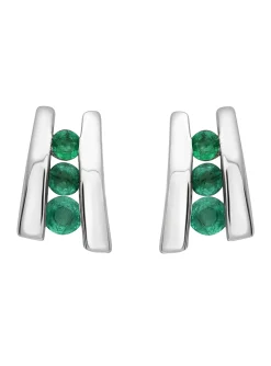 Boucles d'oreilles Brillaxis or blanc émeraudes