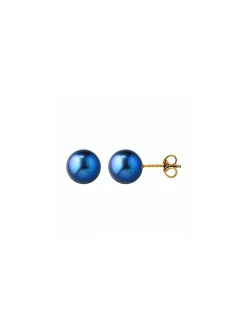 Boucles d'oreilles Brillaxis perles de culture or_x005f_x000D_teintées noires 7.5 mm