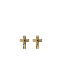 Boucles d'oreilles Brillaxis or jaune croix ciselée