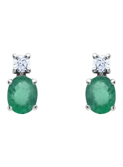Boucles d'oreilles Brillaxis émeraude et oxydes