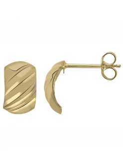 Boucles d'oreilles Brillaxis 1/2 jonc strié_x005f_x000D_or jaune 18 carats