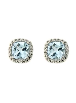 Boucles d'oreilles Brillaxis or blanc 18 carats_x005f_x000D_topaze Sky Blue