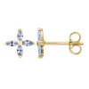 Boucles d'oreilles Brillaxis fleurs or oxydes bleus