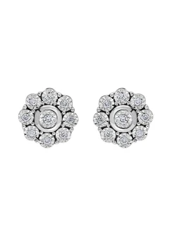 Boucles d'oreilles Brillaxis fleur diamant or blanc