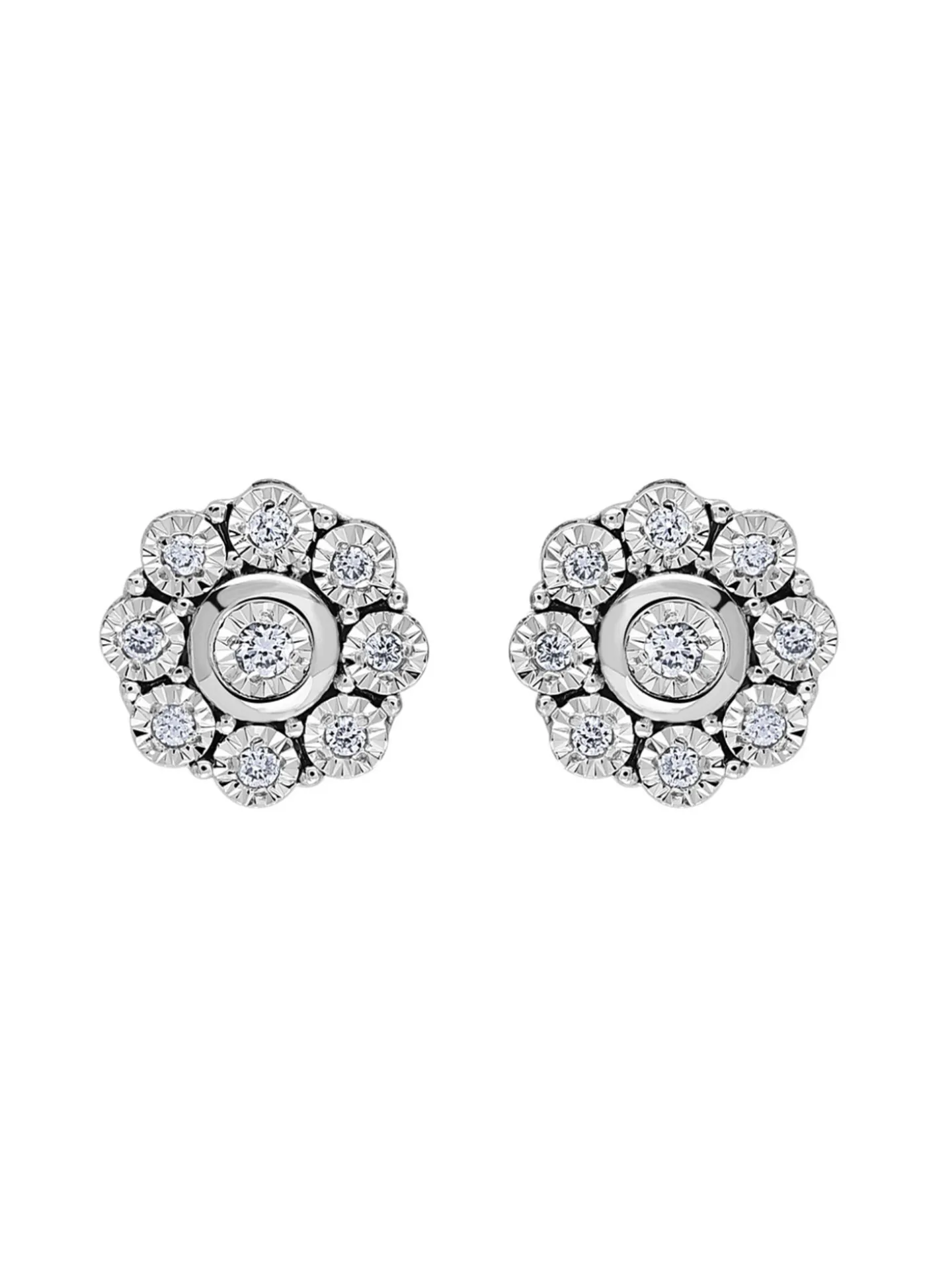 Boucles d'oreilles Brillaxis fleur diamant or blanc