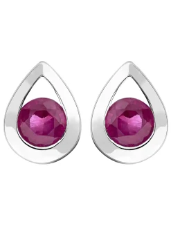 Boucles d'oreilles Brillaxis or blanc goutte rubis
