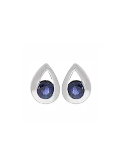Boucles d'oreilles Brillaxis en or blanc 18k_x005f_x000D_et saphir bleu