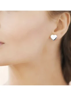 Boucles d'oreilles Brillaxis coeur argent rhodié