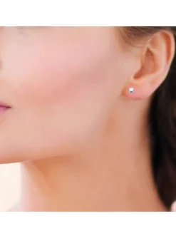 Boucles d'oreilles Brillaxis puces carrées_x005f_x000D_argent rhodié