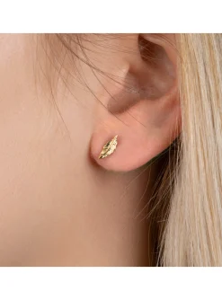 Boucles d'oreilles Brillaxis plumes dorées