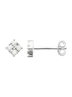Boucles d'Oreilles Brillaxis puces carrées_x005f_x000D_en Argent Rhodié et Oxyde