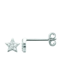 Boucles d'oreilles Brillaxis étoile argent rhodié OZ