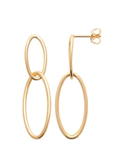 Boucles d'oreilles Brillaxis double ovale plaqué or