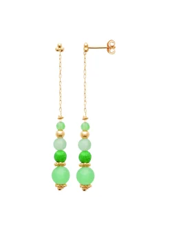 Boucles d'oreilles Brillaxis perles vertes plaqué or