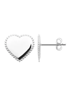 Boucles d'oreilles Brillaxis coeur argent rhodié