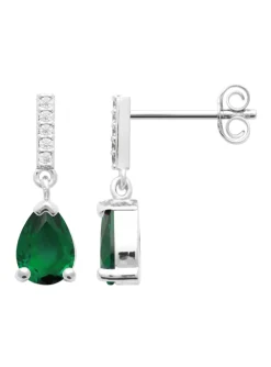 Boucles d'oreilles Brillaxis argent rhodié_x005f_x000D_Pierre verte