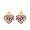Boucles d'oreilles brisures coeur rose pailleté or
