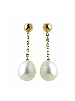 Boucles d'oreilles chaine or perle de culture