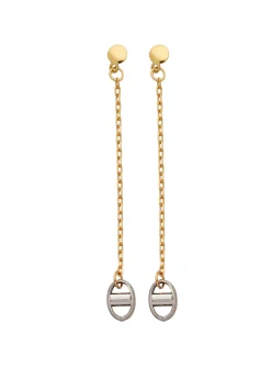 Boucles d'oreilles chainette/grain de café or
