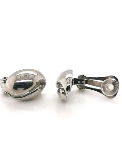Boucles d'oreilles clip motif grain de café argenté